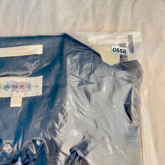 Hawaiian Shirt Campia Moda Button Men L Palm Trees Rayon Short Sleeve Tropical - Picture 11 of 11